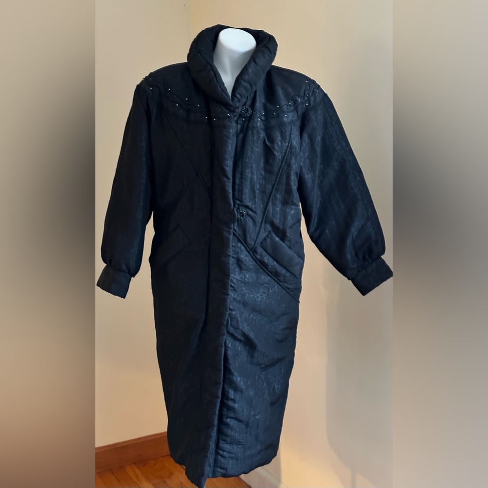 J. Gallery Black Vintage Long Puffer Coat W Duck Down. Has Zipper & Buttons SZ S